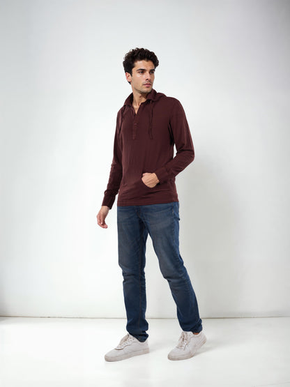 Brown Solid Cotton Shirt