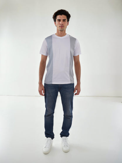 Blue Colourblock Cotton T-shirt