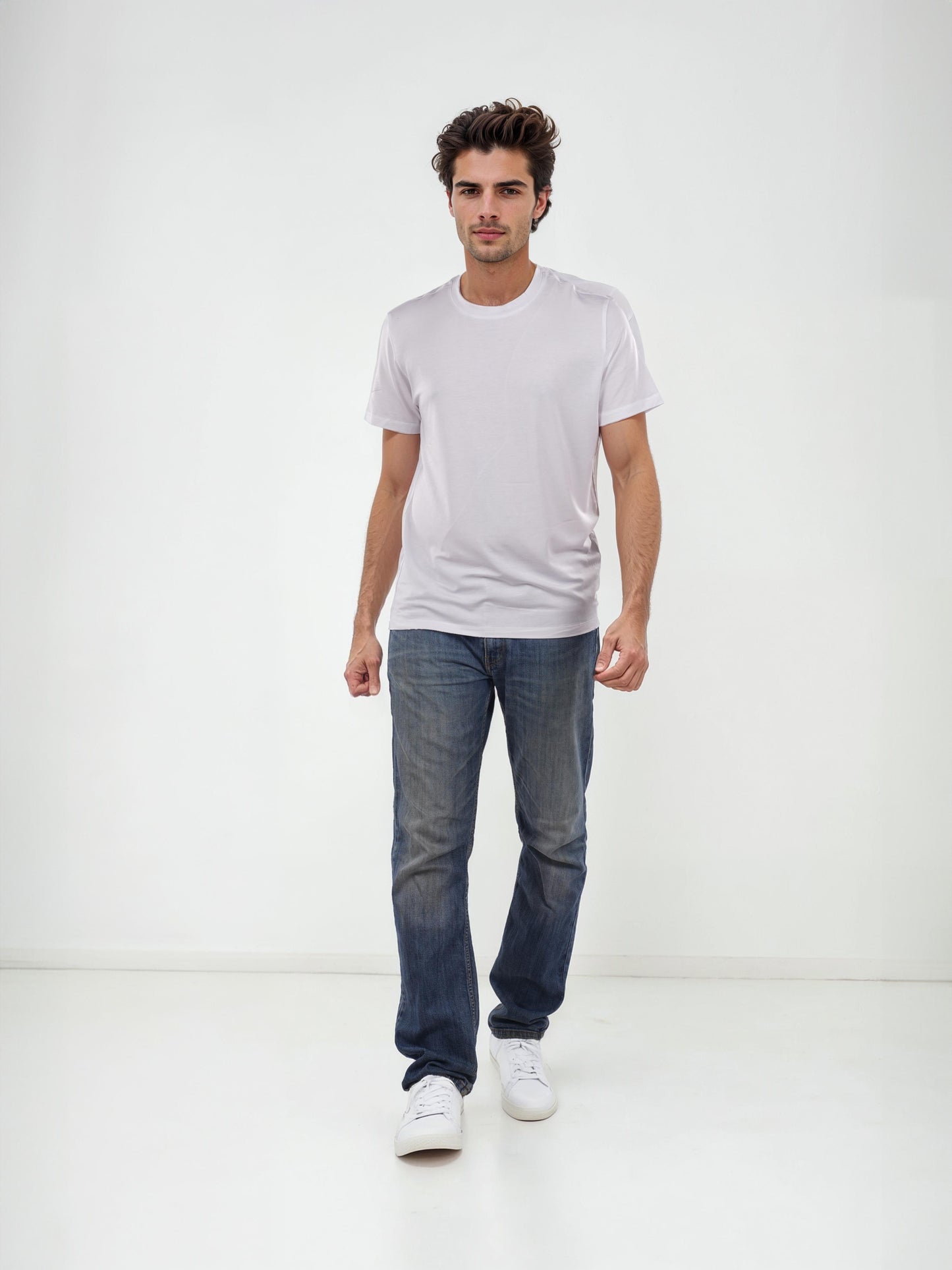 White Solid Cotton T-shirt