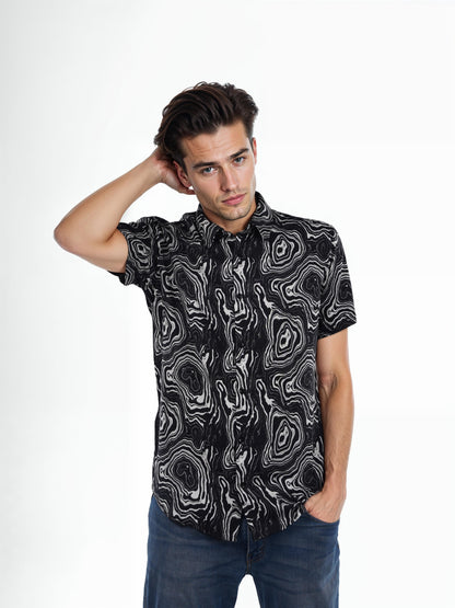 Black Printed Viscose Shirt