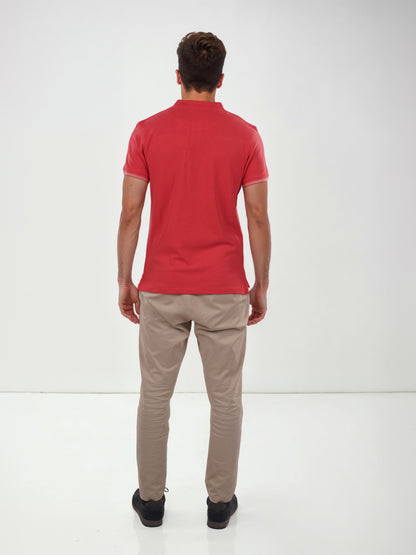 Coral Solid Cotton Polo