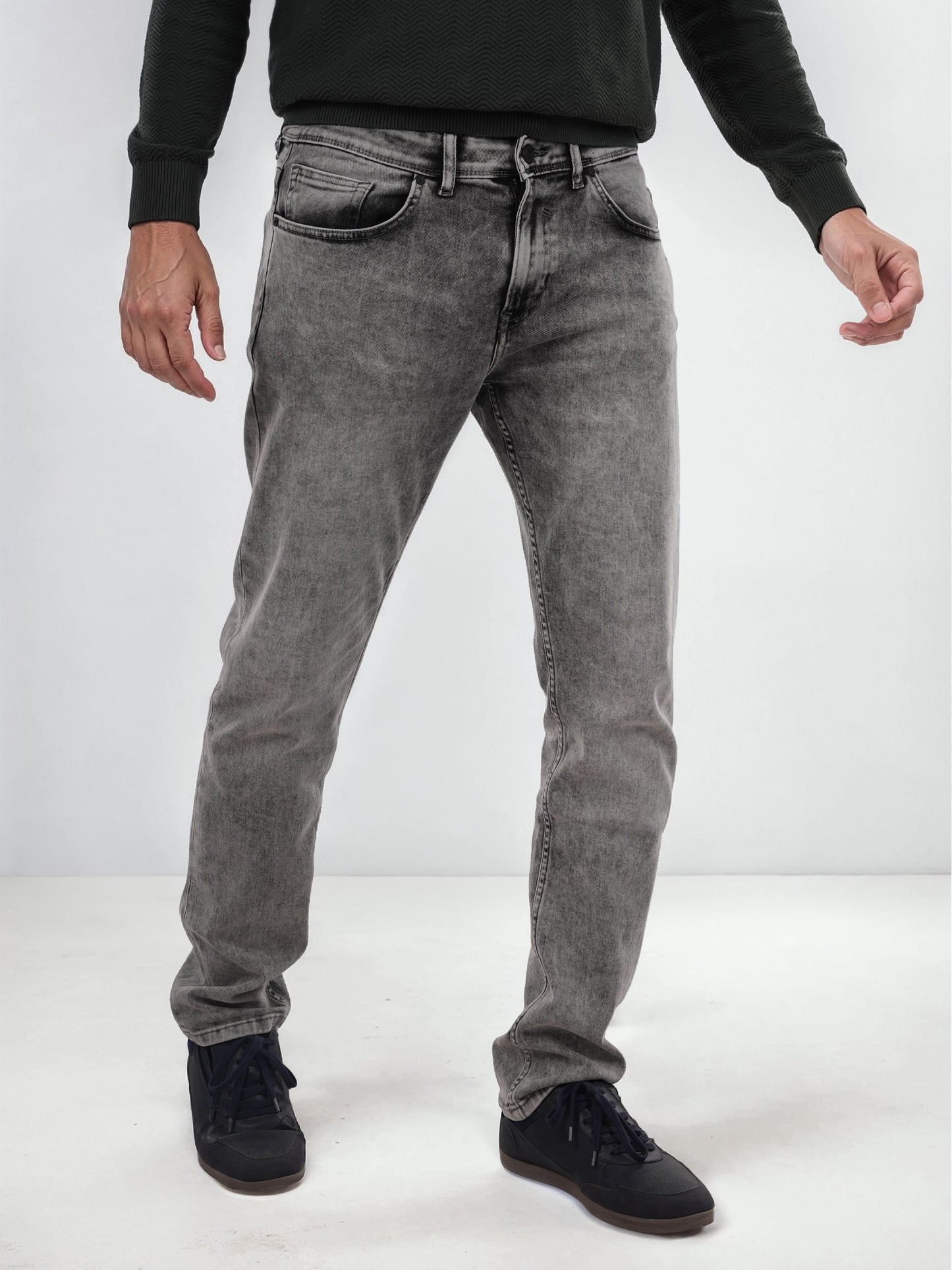 Grey Straight Fit Jeans