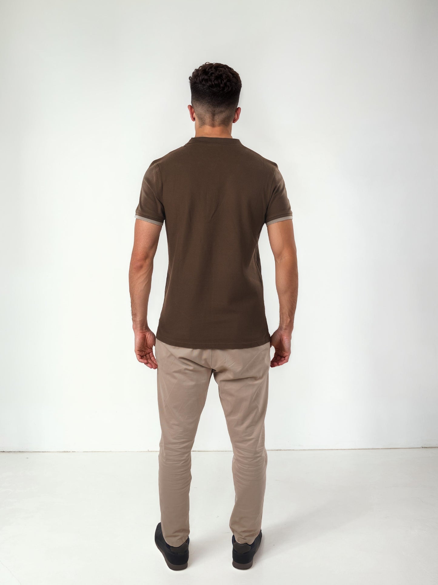 Brown Solid Cotton Polo