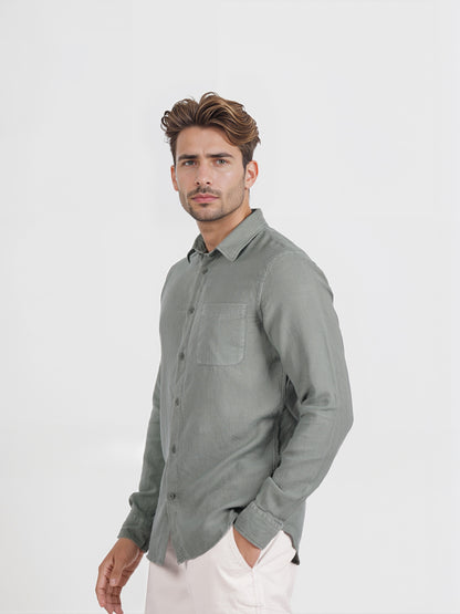 Celio* Men Green Solid Regular Fit Cotton Shirt