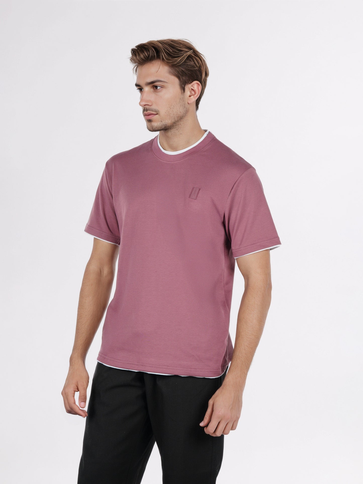Celio* Men Pink Solid Boxy Fit Cotton-Poly-Blend T-Shirts