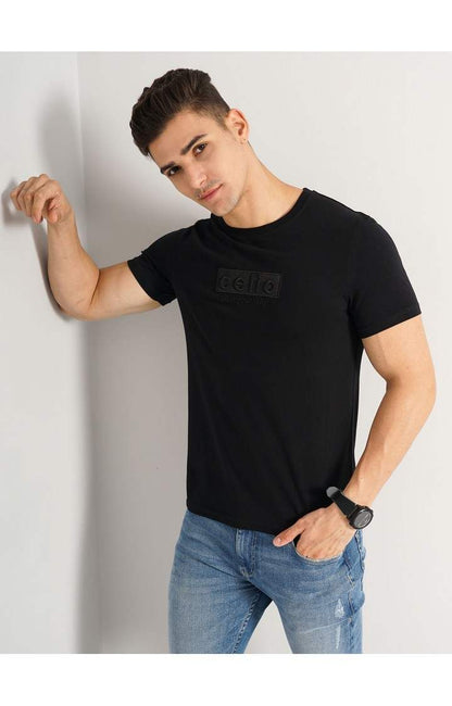 Celio* Solid Regular Fit Cotton Black T-Shirt