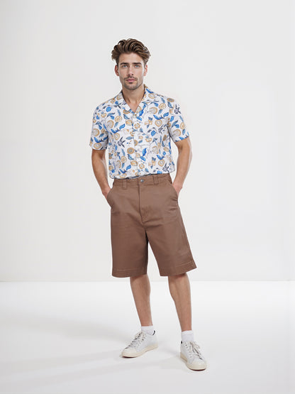 Celio* Cotton Regular Fit Brown Bermuda