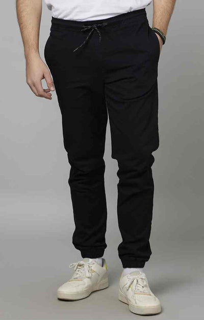 Celio* Cotton-Blend Jogger Fit Black Trouser