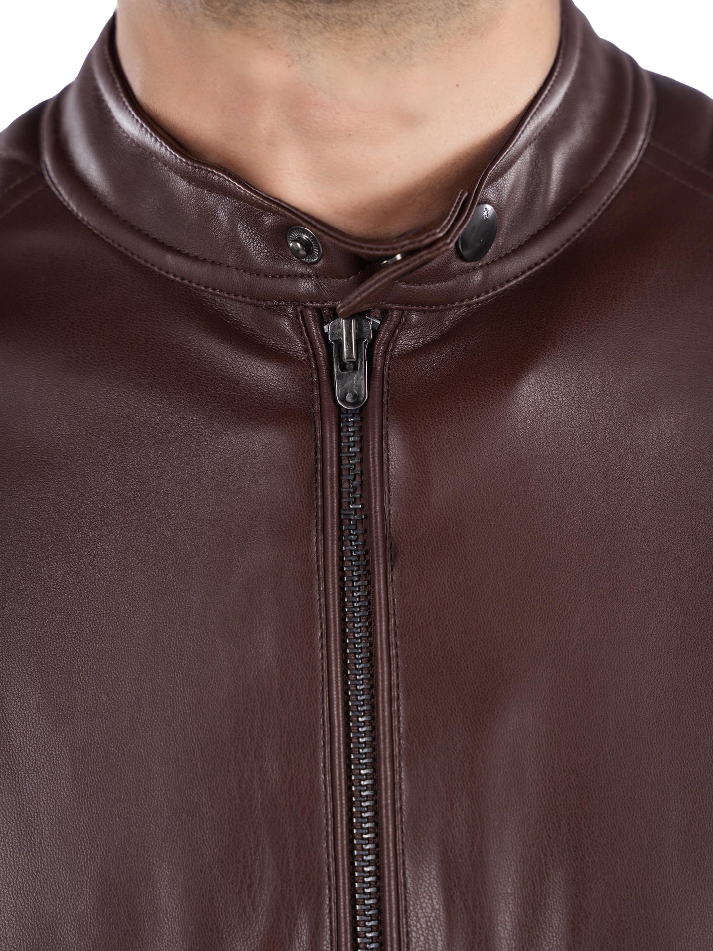 Brown Solid Polyamide Jacket