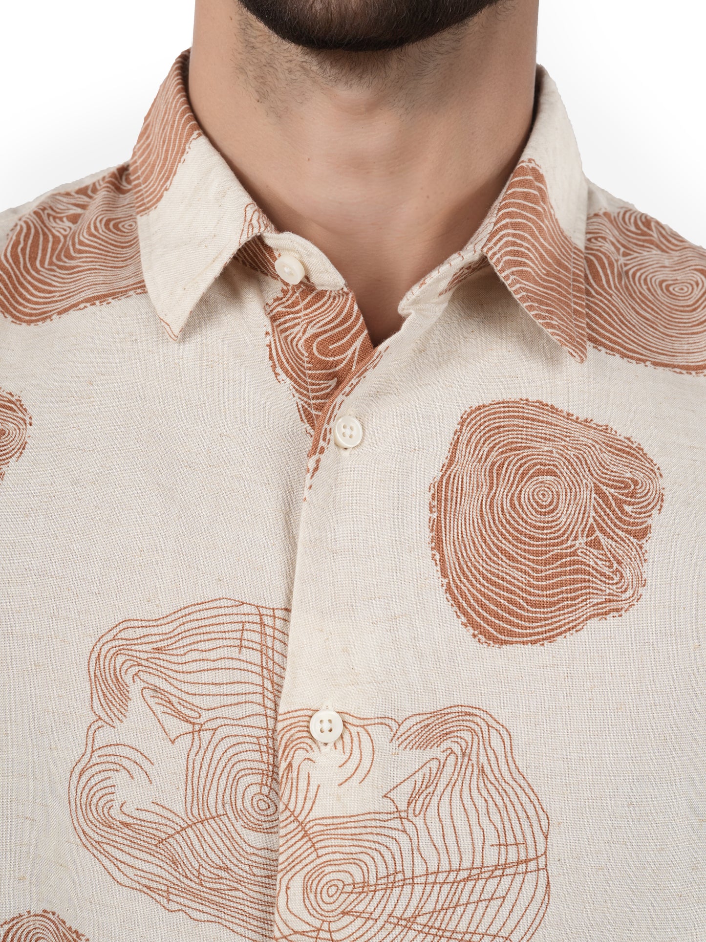 Beige Printed Viscose Shirt