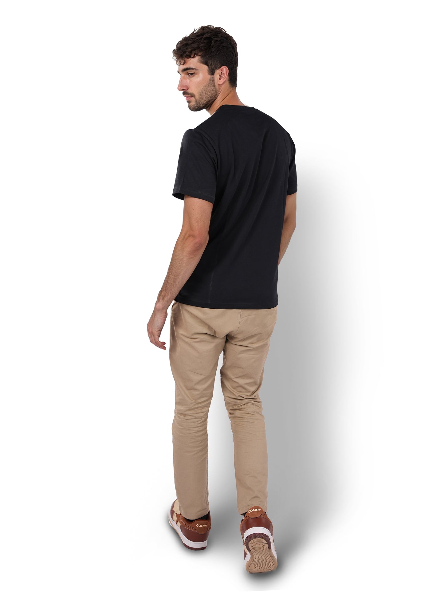 Brown Colourblock Cotton T-shirt