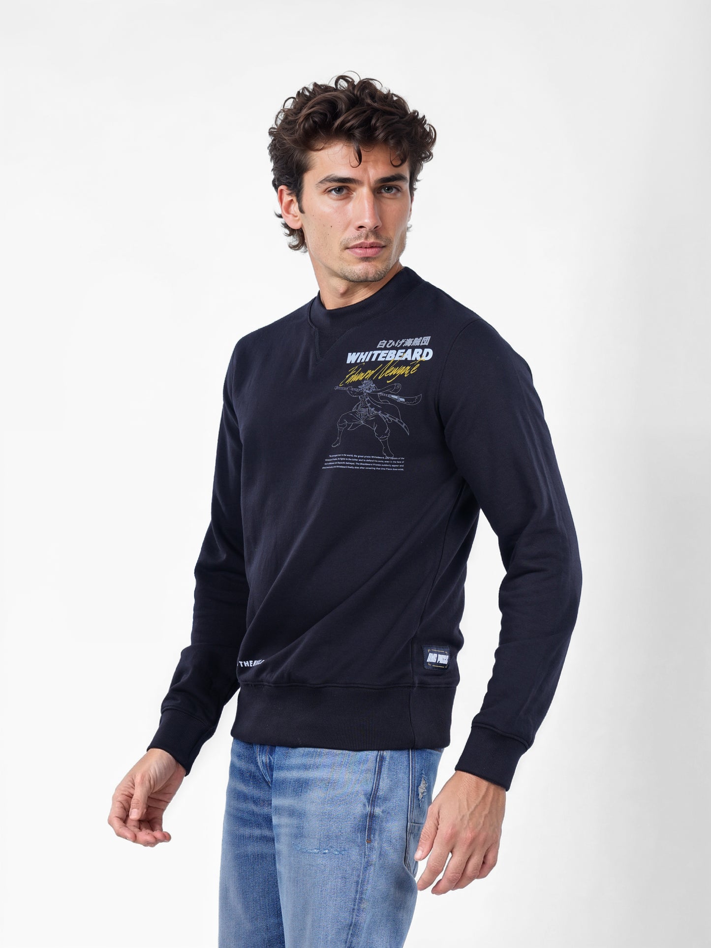 One Piece - Black Printed Cotton Sweatshirt