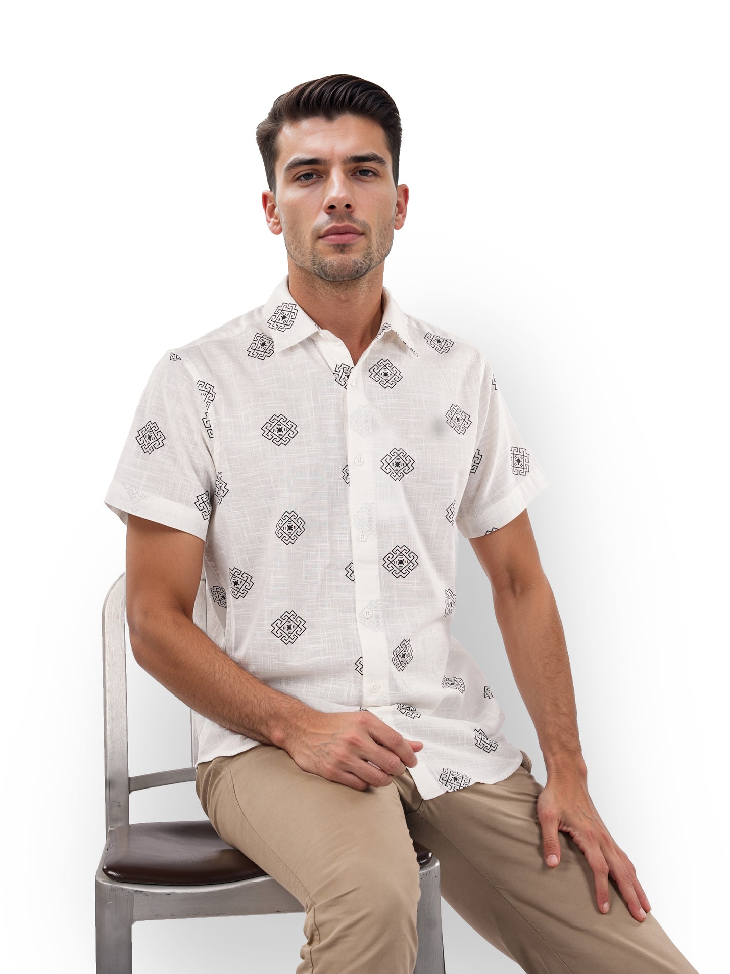 White Printed Cotton Shirt