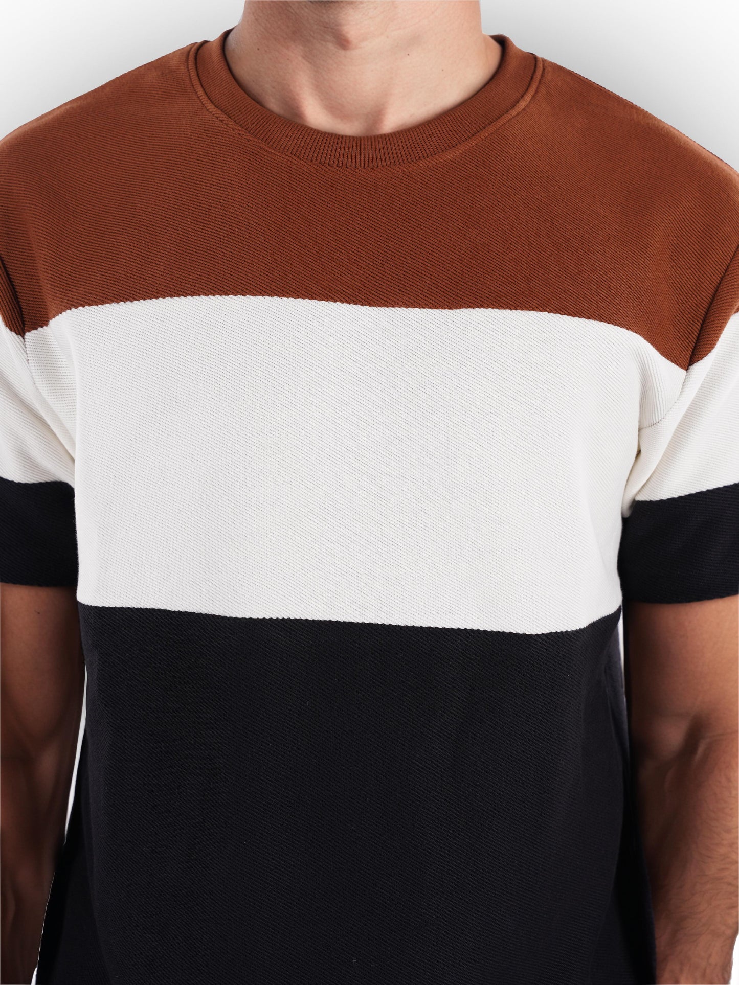 Black Colourblock Cotton T-shirt