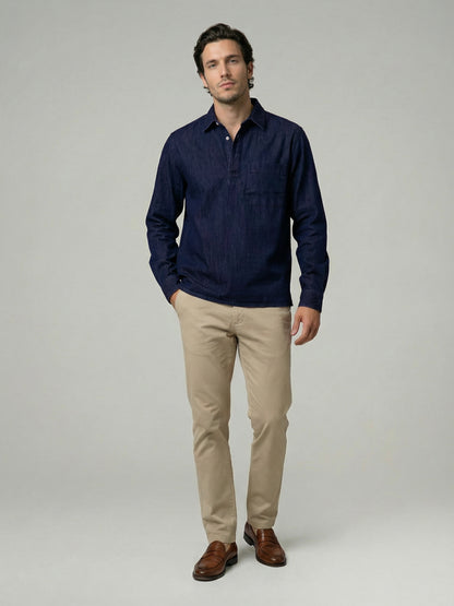 Celio Mens Navy Twill Regular Fit Cotton Shirts