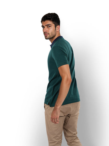 Green Solid Cotton Polo