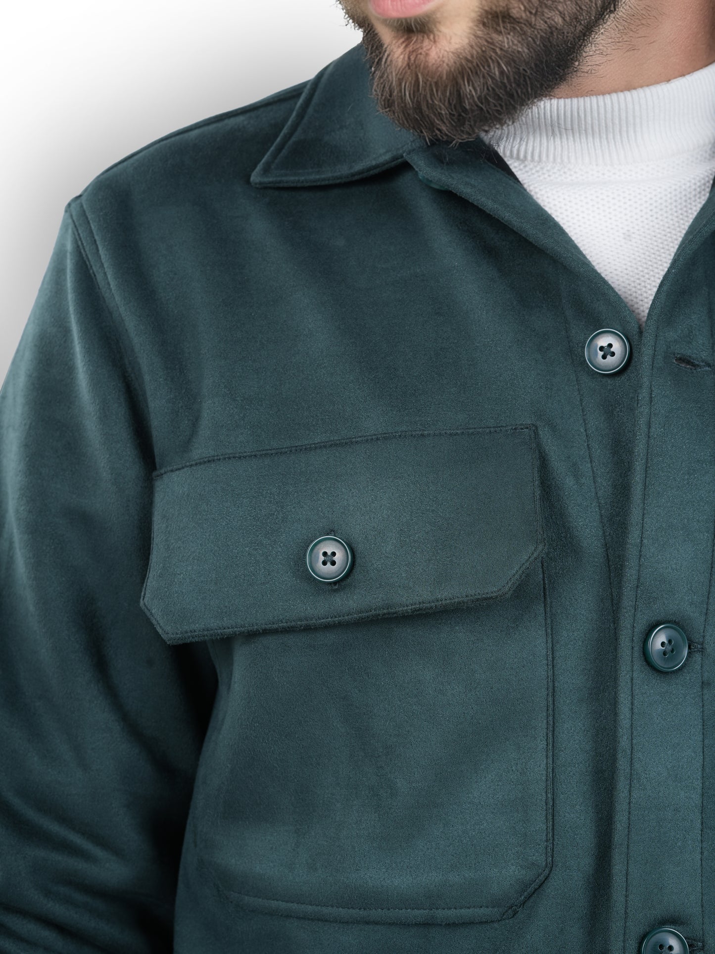 Green Solid Polyester Jacket