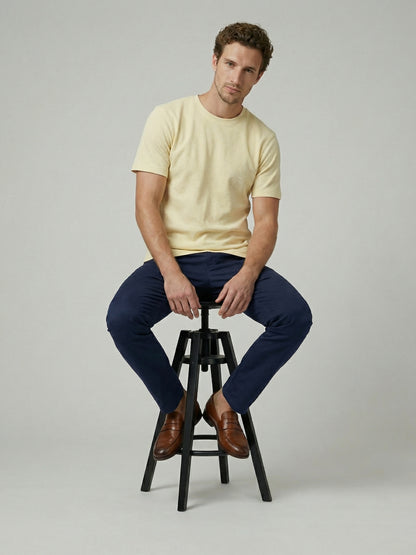 Celio Mens Yellow Structured Regular Fit Cotton T-Shirts
