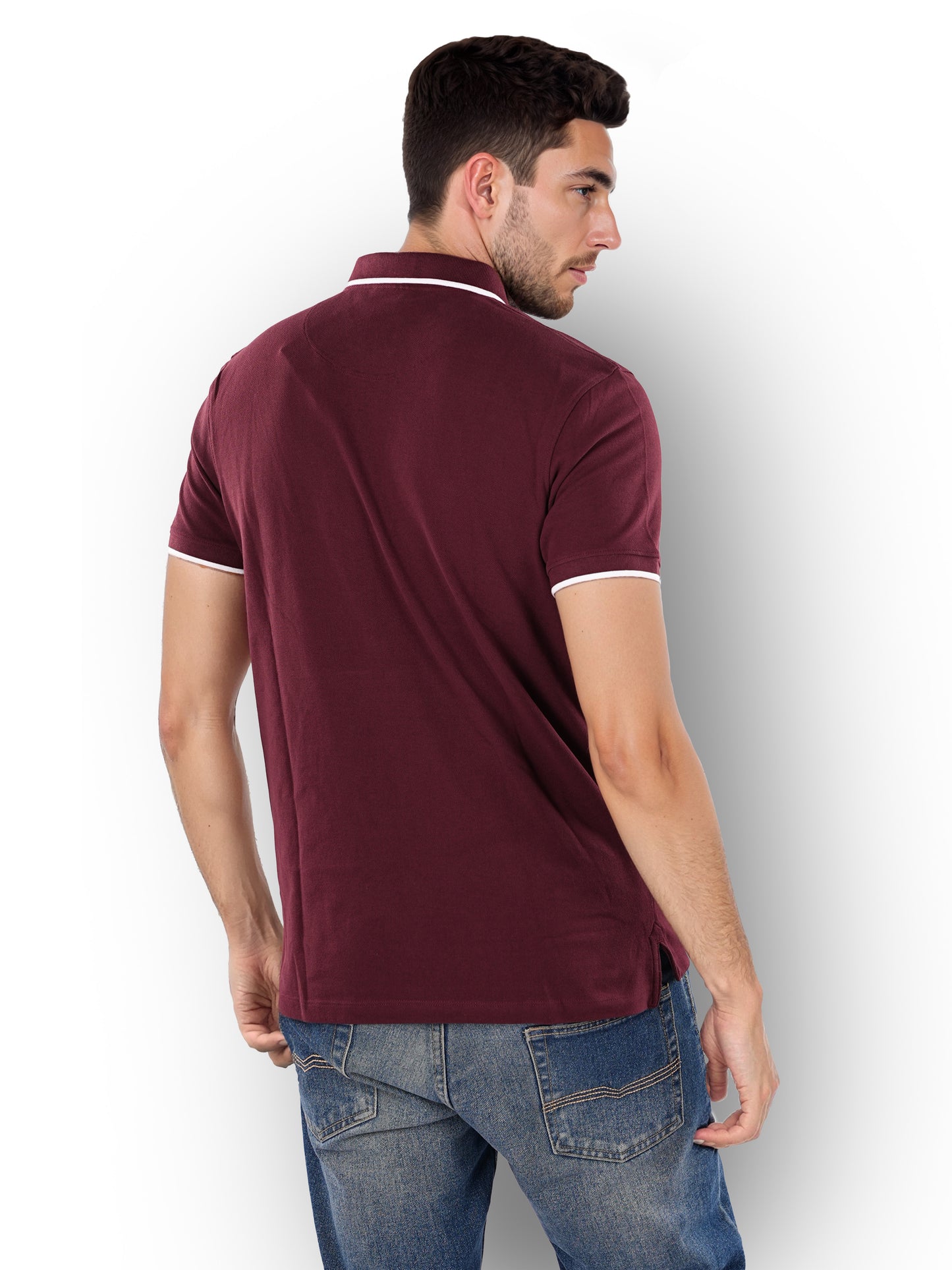 Burgundy Solid Cotton Polo