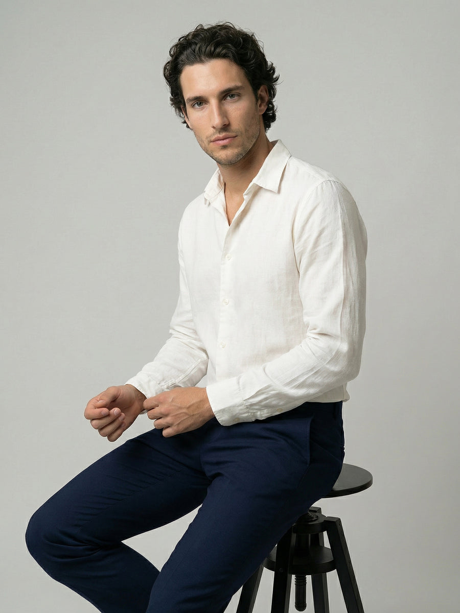 Celio Mens White Solid Regular Fit Cotton Shirts