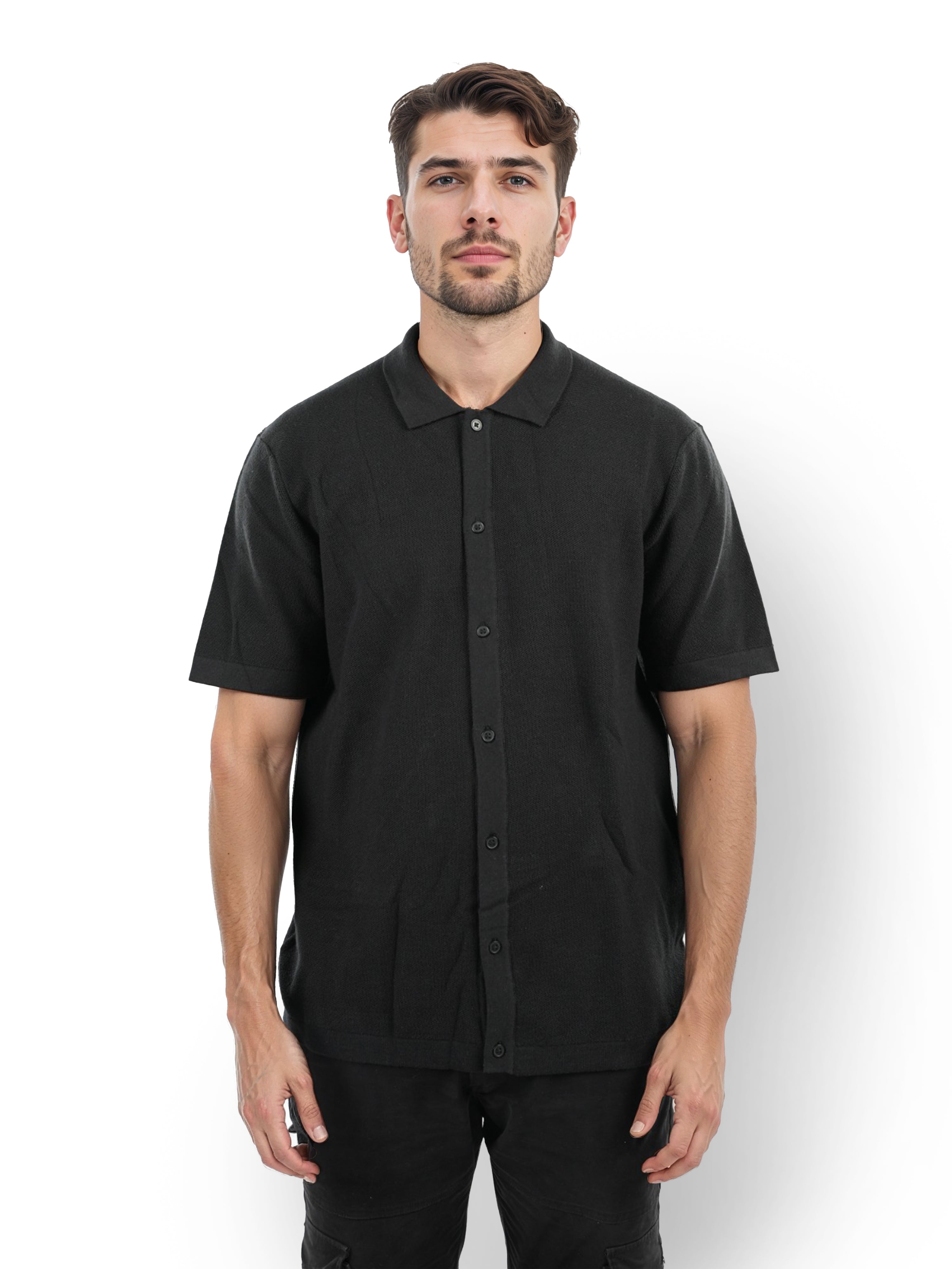 Black Solid Cotton Shirt