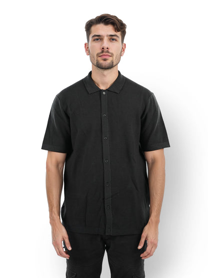 Black Solid Cotton Shirt