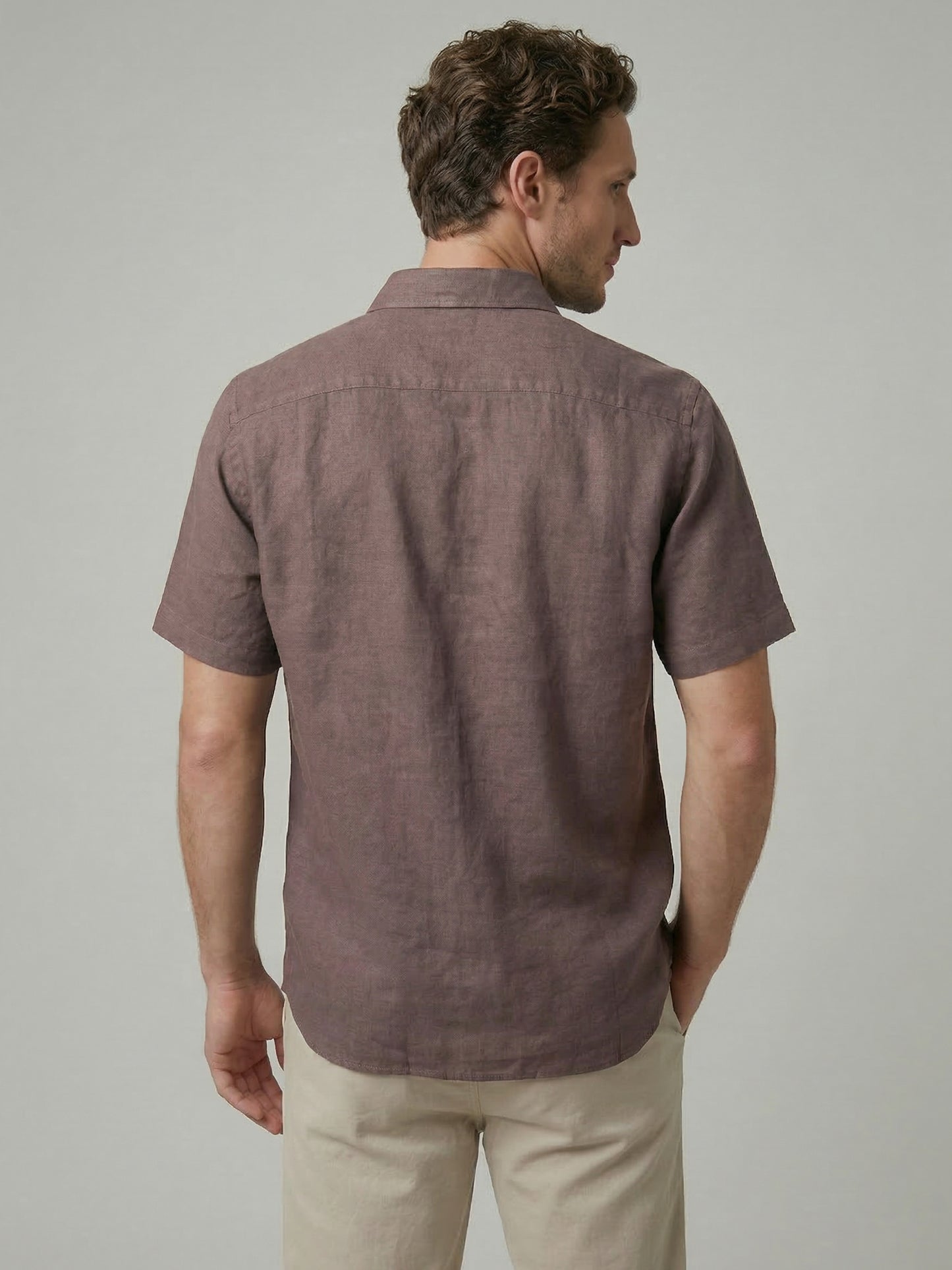 Celio Mens Brown Solid Regular Fit Linen Shirts