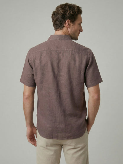 Celio Mens Brown Solid Regular Fit Linen Shirts
