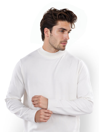 Beige Solid Viscose Sweater