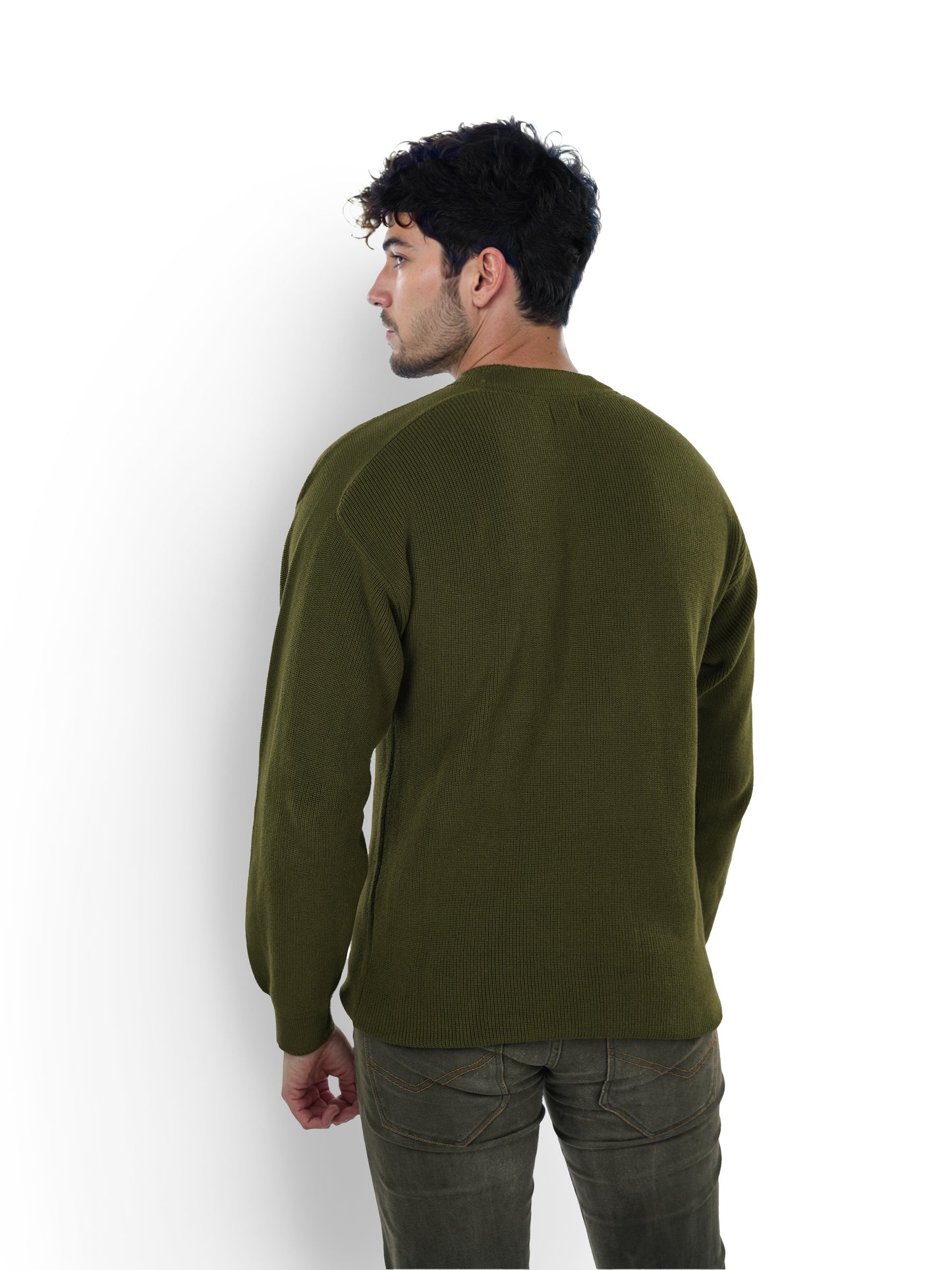 Khaki Solid Cotton Sweater