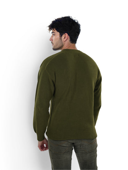 Khaki Solid Cotton Sweater