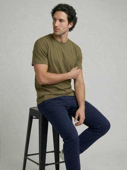 Celio Mens Olive Solid Slim Fit Cotton T-Shirts