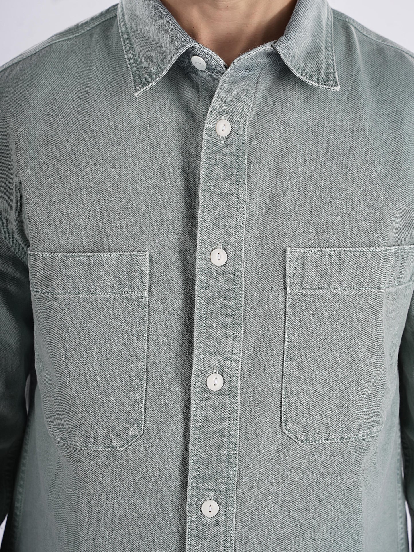 Green Solid Cotton Shirt