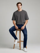 Celio Mens Blue Knit | Dobby Slim Fit Cotton Jeans