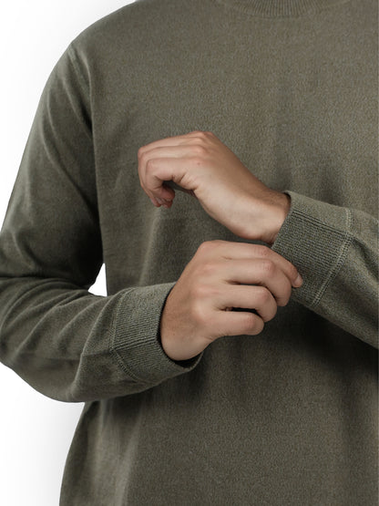 Khaki Solid Cotton Sweater