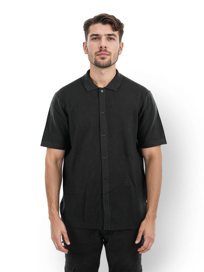 Celio* Solid Regular Fit Cotton Black Shirt