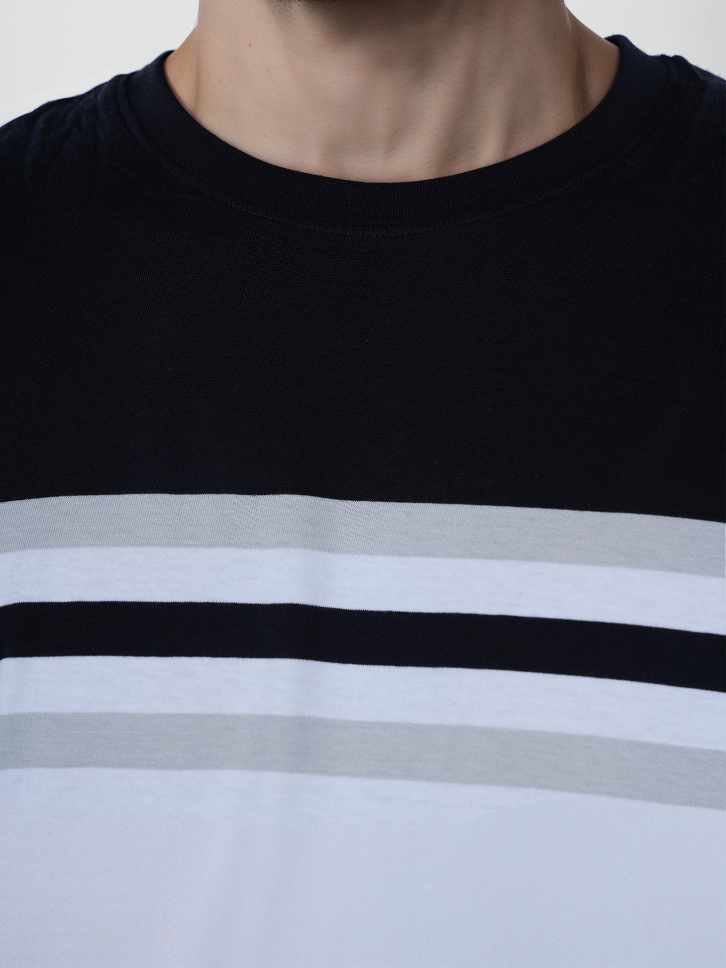 Black Colourblock Cotton T-shirt