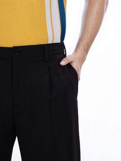 Celio* Poly-Blend Regular Fit Black Trousers