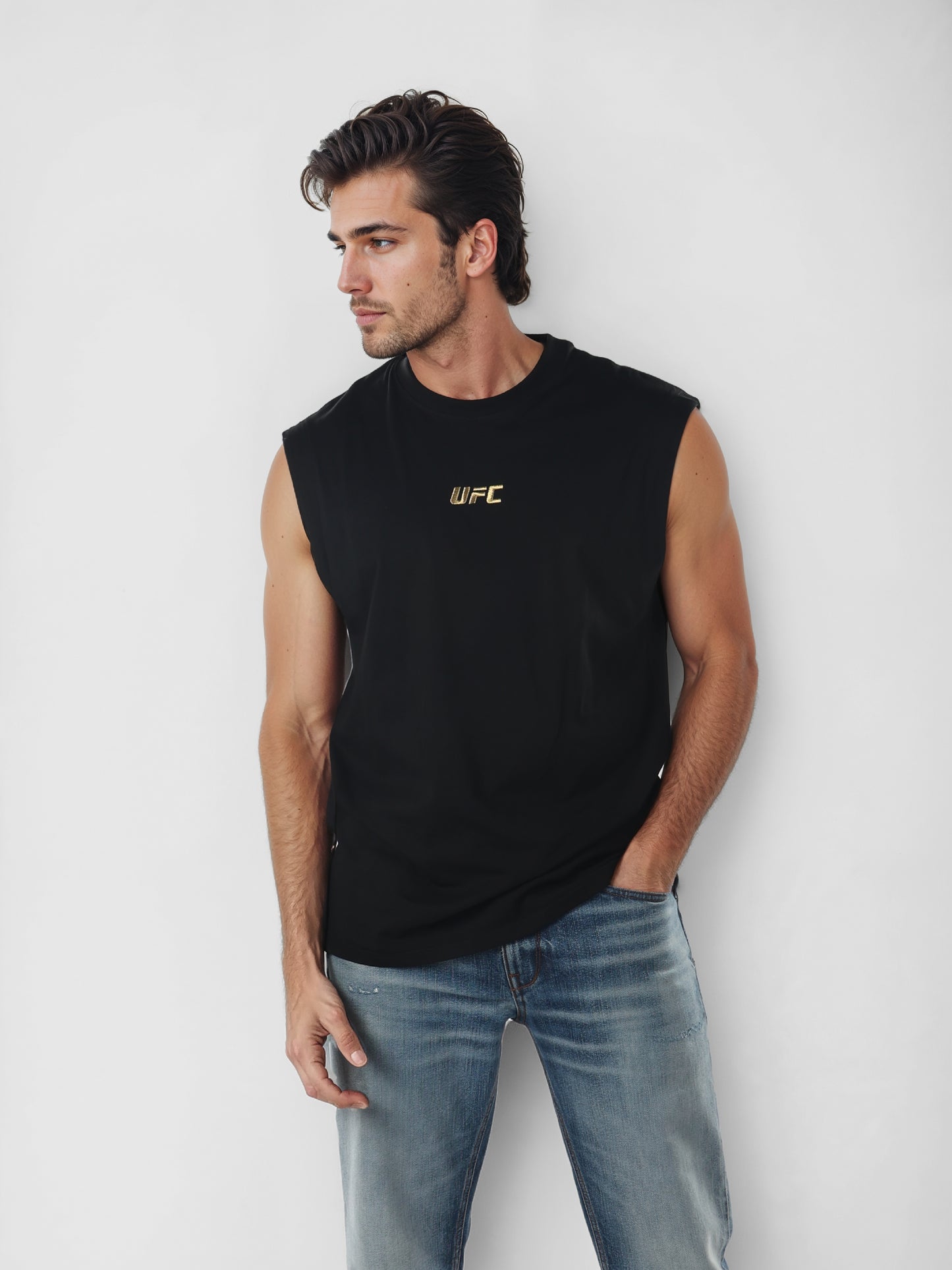 UFC - Black Printed Oversized Cotton T-shirt