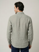 Celio Mens Khaki Solid Regular Fit Linen Shirts