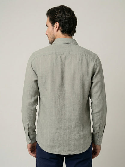 Celio Mens Khaki Solid Regular Fit Linen Shirts