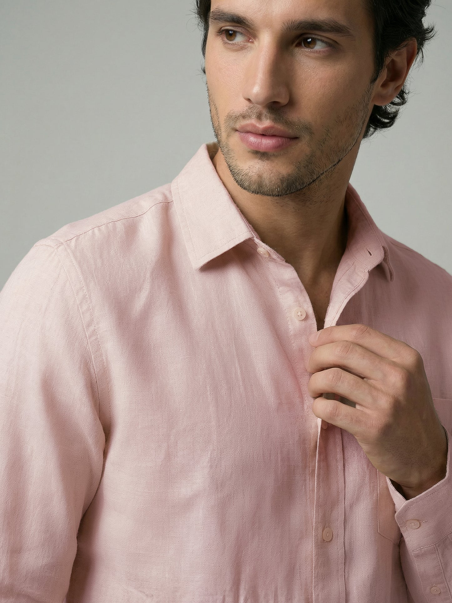 Celio Mens Orange Solid Regular Fit Linen Shirts