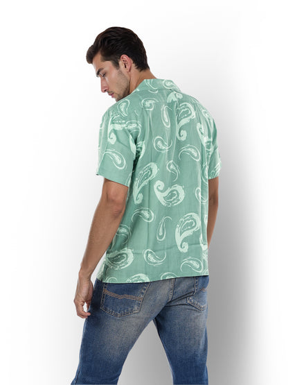 Green Printed Viscose Shirt