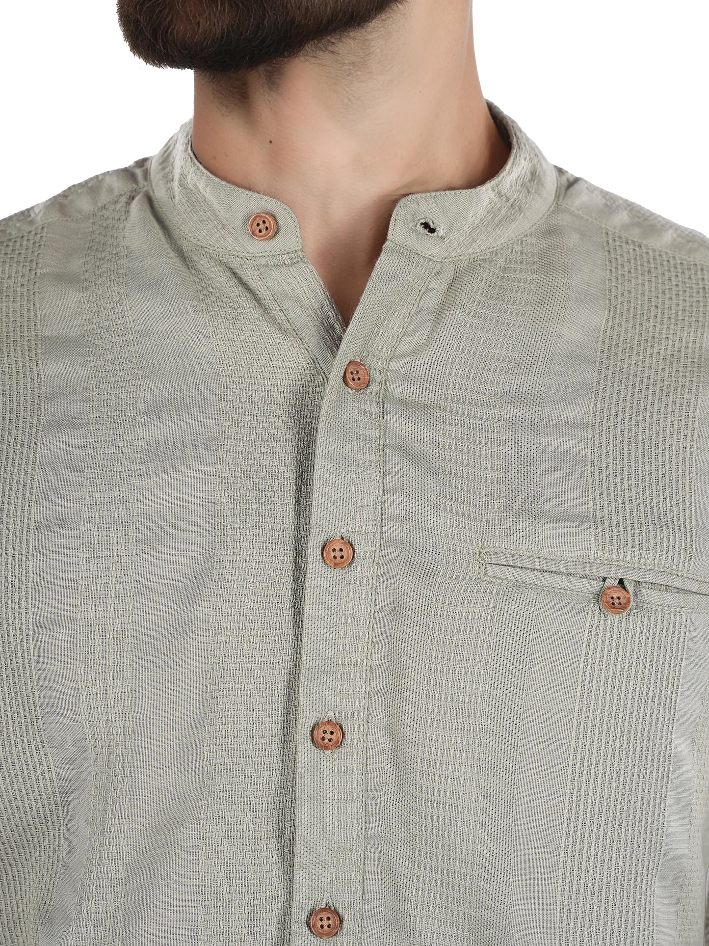 Green Solid Cotton Shirt