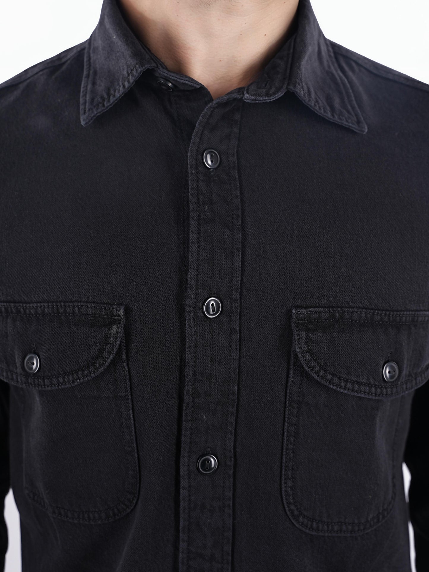 Black Solid Cotton Shirt