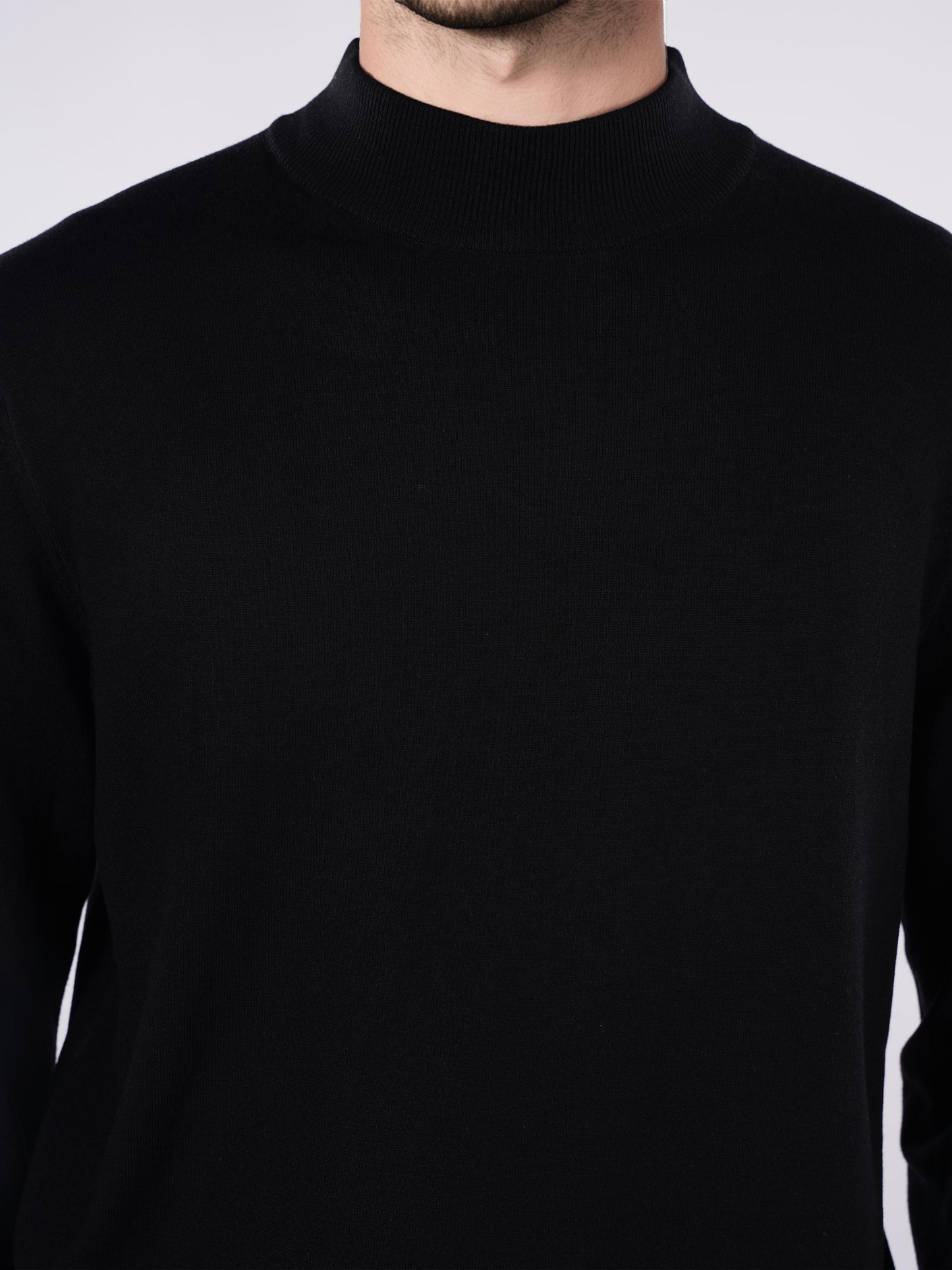 Black Solid Viscose Sweater