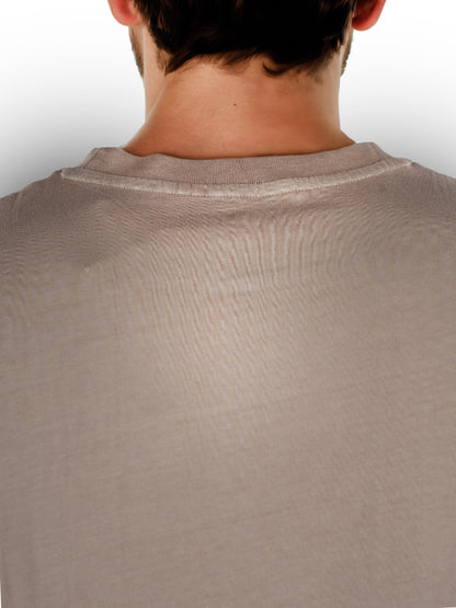 Beige Solid Cotton T-shirt