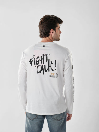 UFC - White Printed Oversized Cotton T-shirt