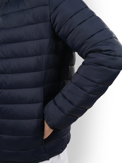 Navy Blue Solid Polyamide Jacket