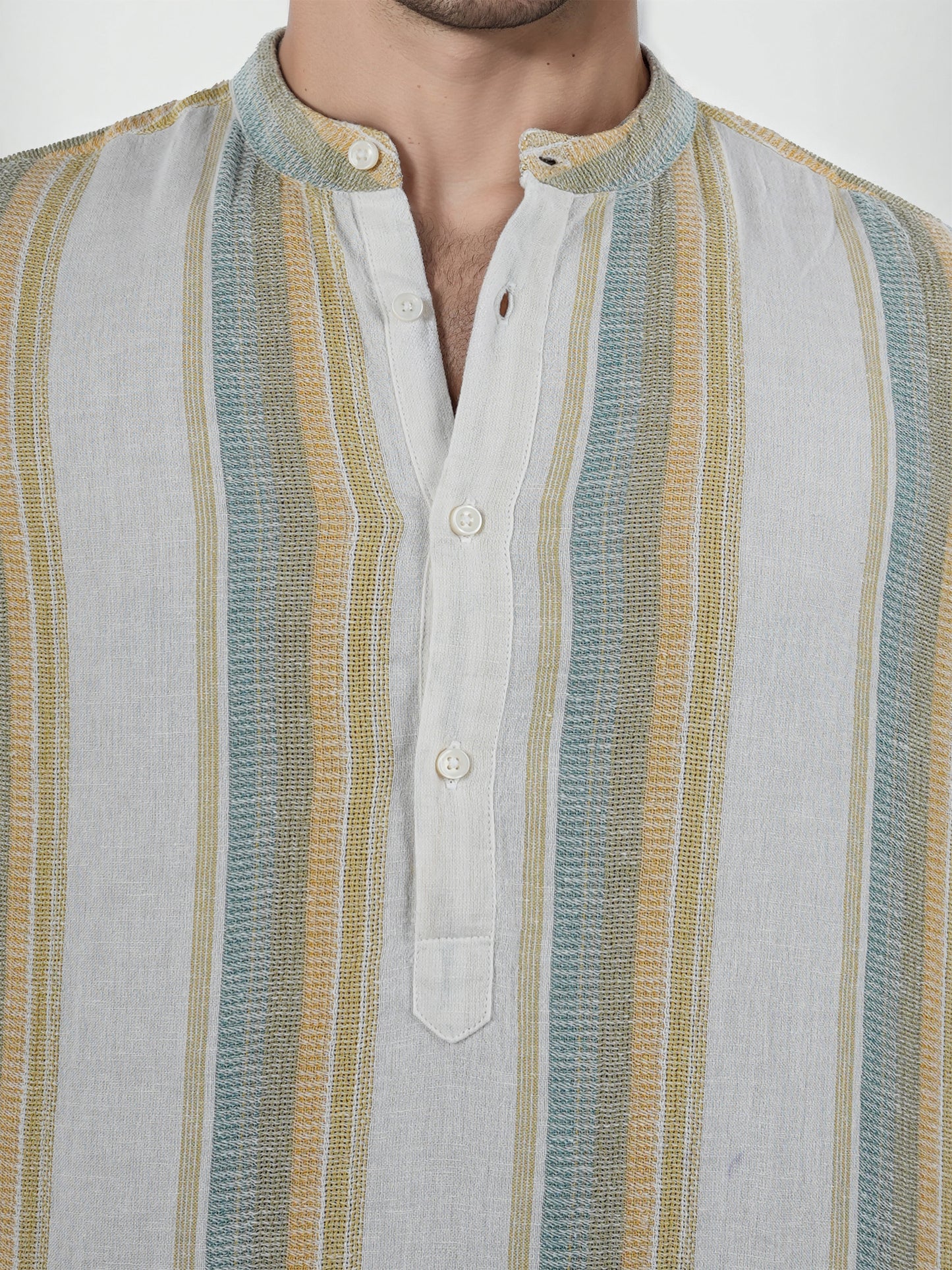 Beige Striped Cotton Shirt